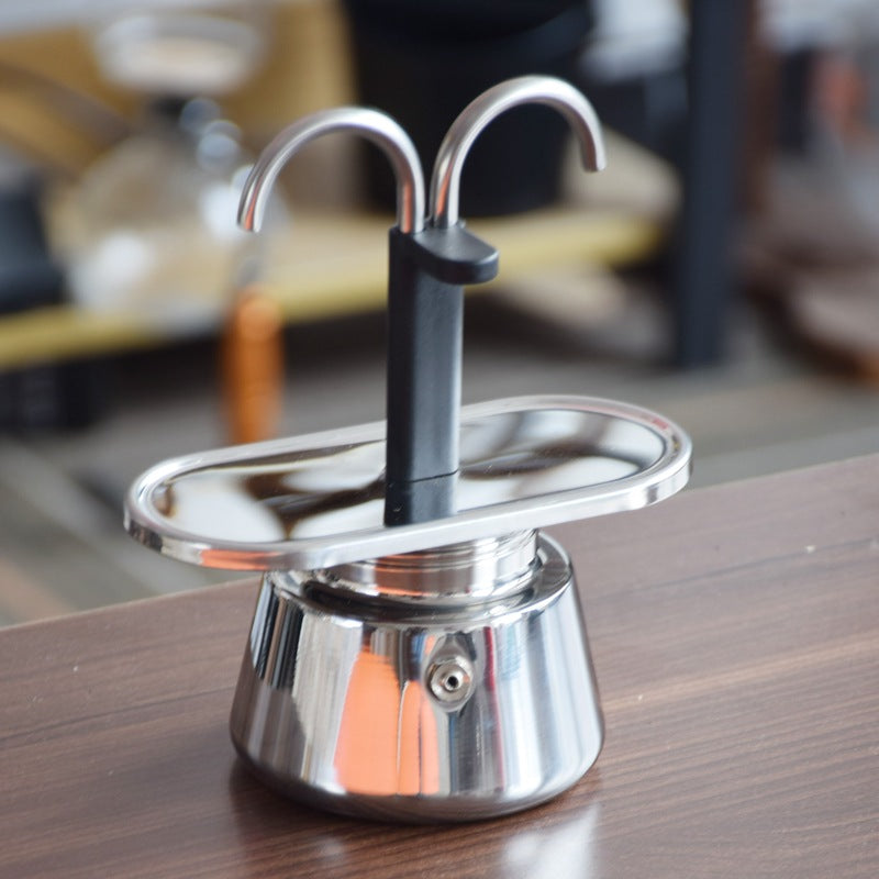 KIT Cafeteira de Fogão em Aço Inox Mini Mika + 2 xícaras de vidro