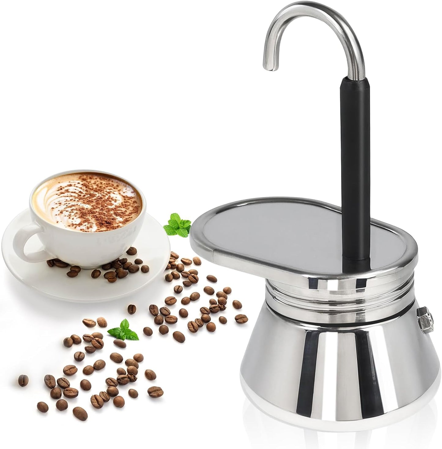 Uncoated 1 Cup Single Tube Moka Pot, 1 cup