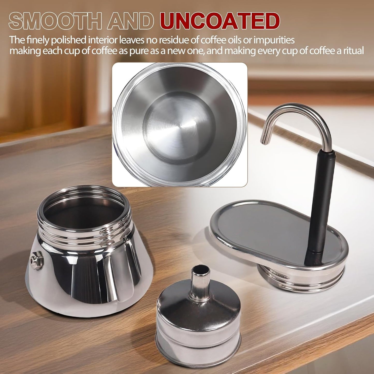 Uncoated 1 Cup Single Tube Moka Pot, 1 cup