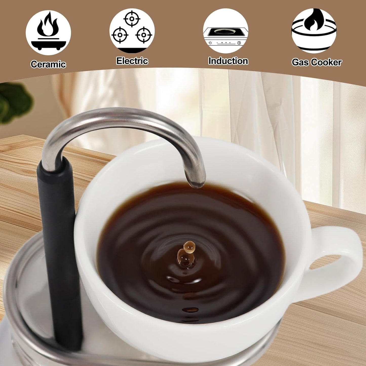 Uncoated 1 Cup Single Tube Moka Pot, 1 cup