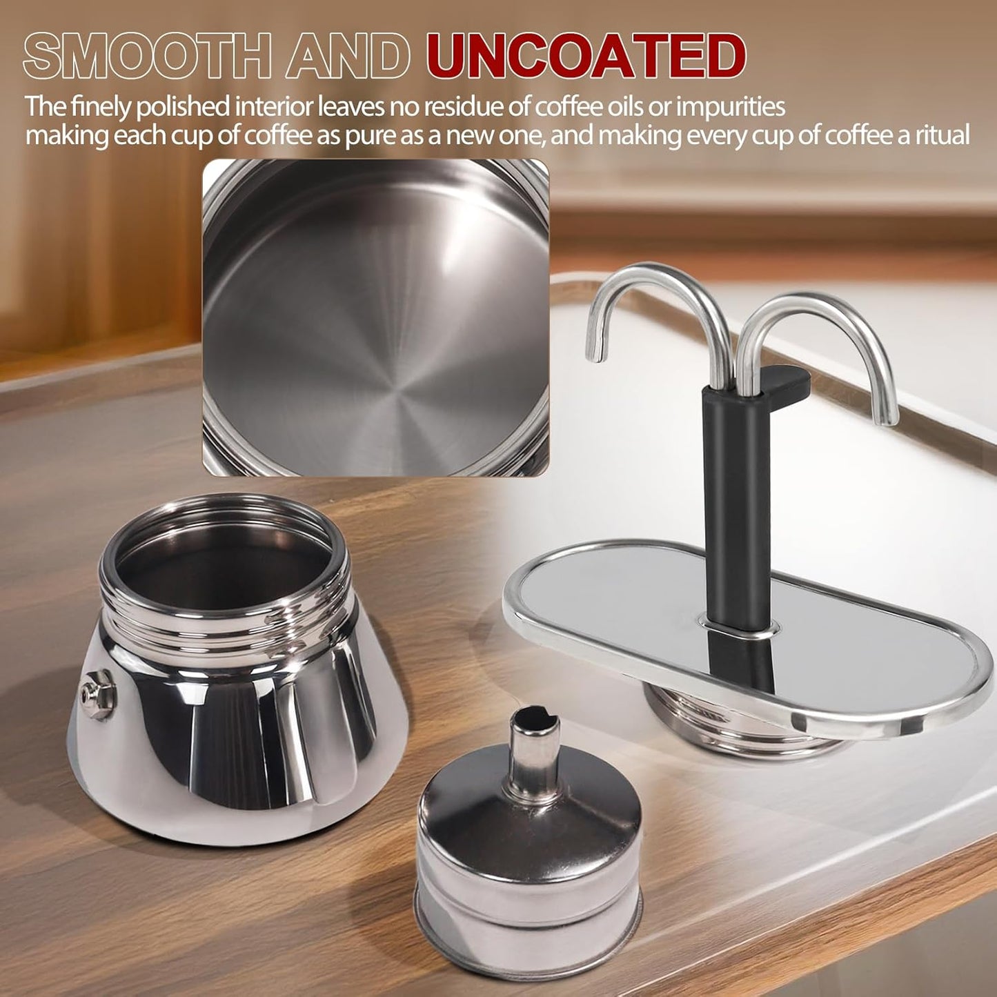 Mini Cafeteira Italiana Moka Aço Inox especial de cano, 90ml