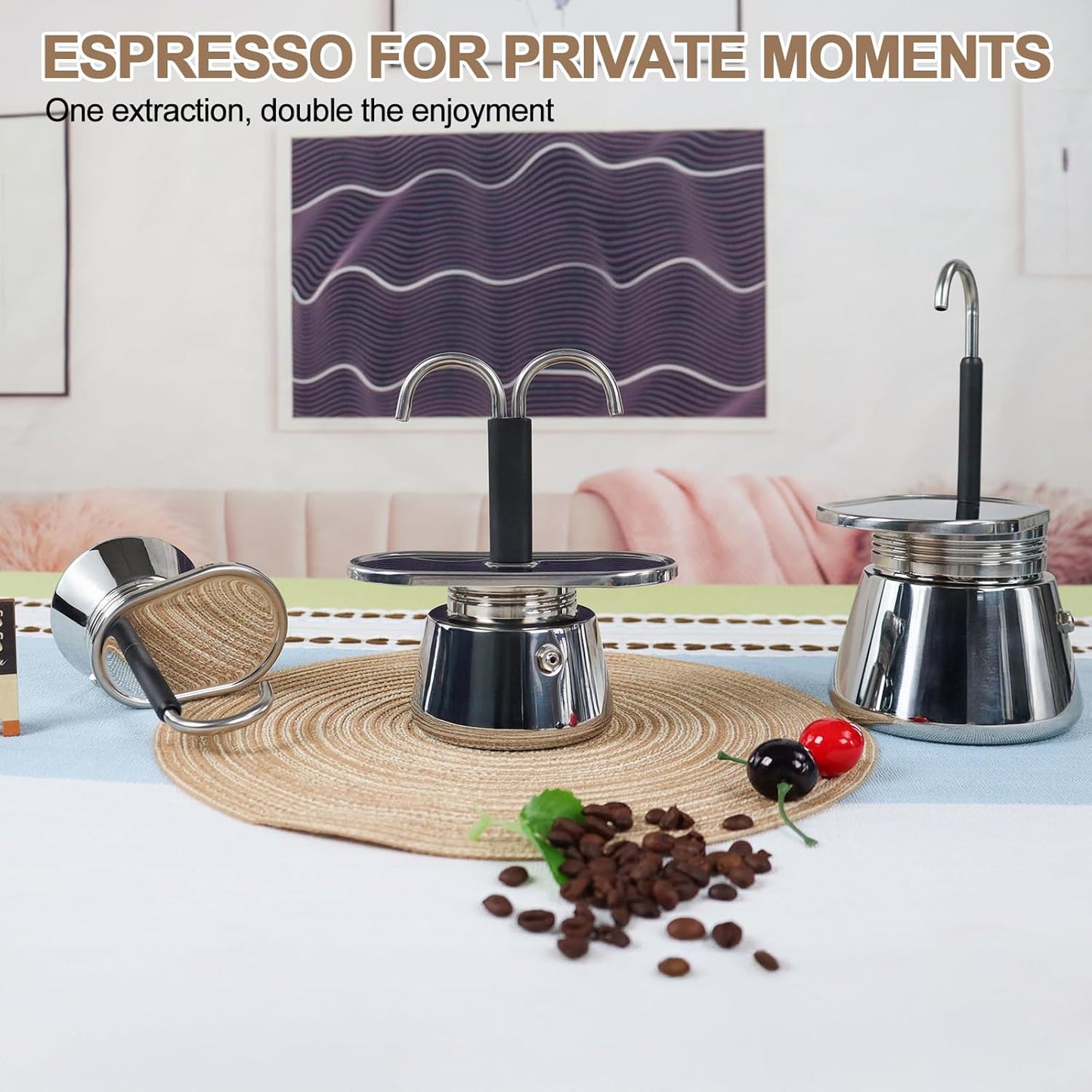 Mini Cafeteira Italiana Moka Aço Inox especial de cano, 90ml